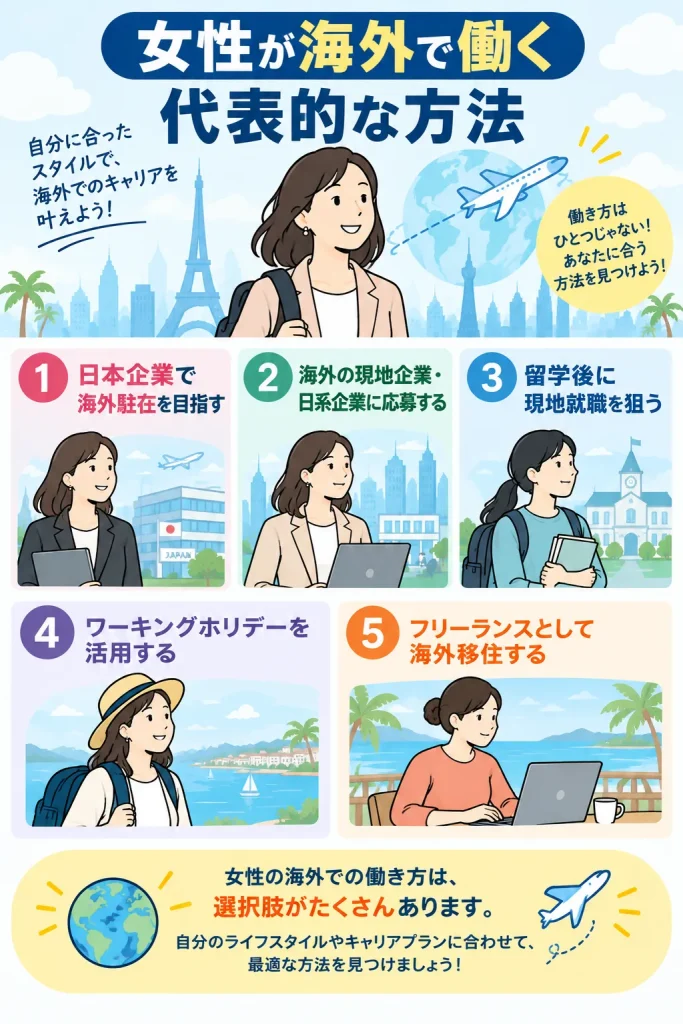 女性が海外で働く代表的な方法
