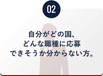 自分がどの国、どんな職種に応募できそうか分からない方。